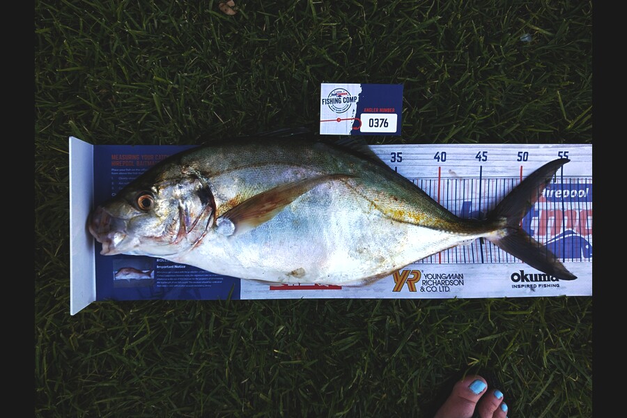 Anna Colgan Quinn  caught this 49.5cm Trevally at My Maunganui/Matakana during The Hirepool Baitmates Fishing Comp