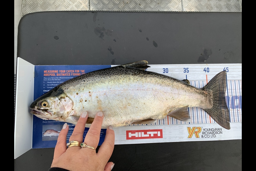Nina Andrews caught this 44cm Trout at Lake Otamangakau  during The Hirepool Baitmates Fishing Comp
